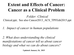 Extent and Effects of Cancer: Cancer as a Clinical Problem