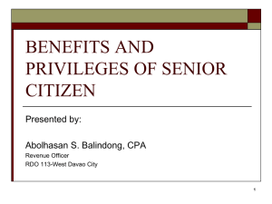 benefits and privileges to senior citizen