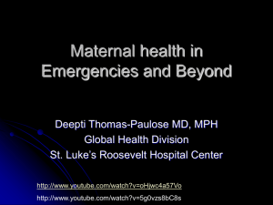 Maternal health in Emergencies and Beyond