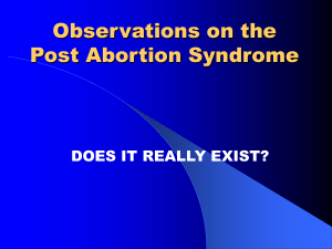 Observations on the Post Abortion Syndrome