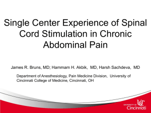 Single Center Experience of Spinal Cord Stimulation in Chronic