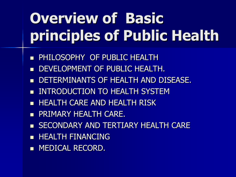 introduction to public health assignments