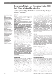 Occurrence of injuries and illnesses during the 2009 IAAF World