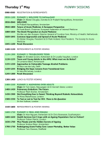 Thursday 1st May PLENARY SESSIONS