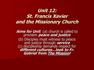 Unit 11: St. Francis Xavier and the Missionary Church