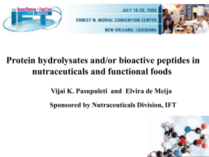 Protein hydrolysates and/or bioactive peptides in nutraceuticals and