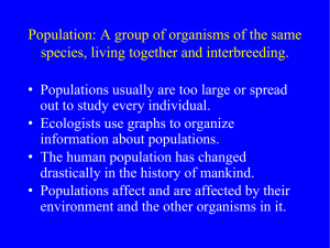 Population: A group of organisms of the same species, living