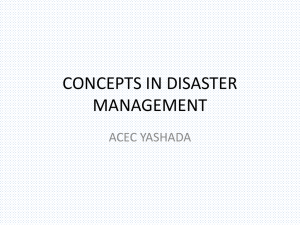 CONCEPTS IN DISASTER MANAGEMENT