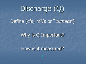 Streamflow = Discharge (Q)