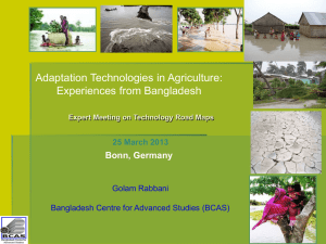 Adaptation technologies in agriculture, experiences from