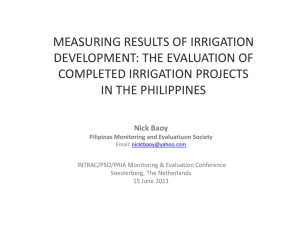 Measuring Results of Irrigation Development: RIPPA Approach