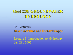 Geol 220: Groundwater Hydrology