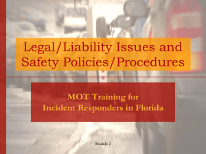 Legal/Liability Issues and Safety Policies/Procedures