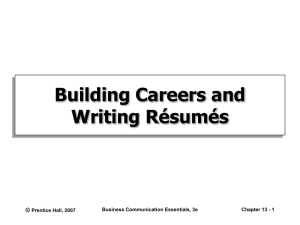 Building Careers and Writing Resumes