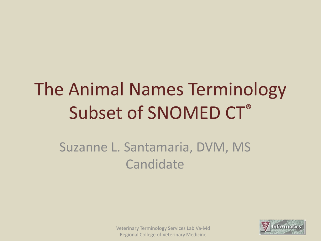 The Animal Names Subset of SNOMED CT