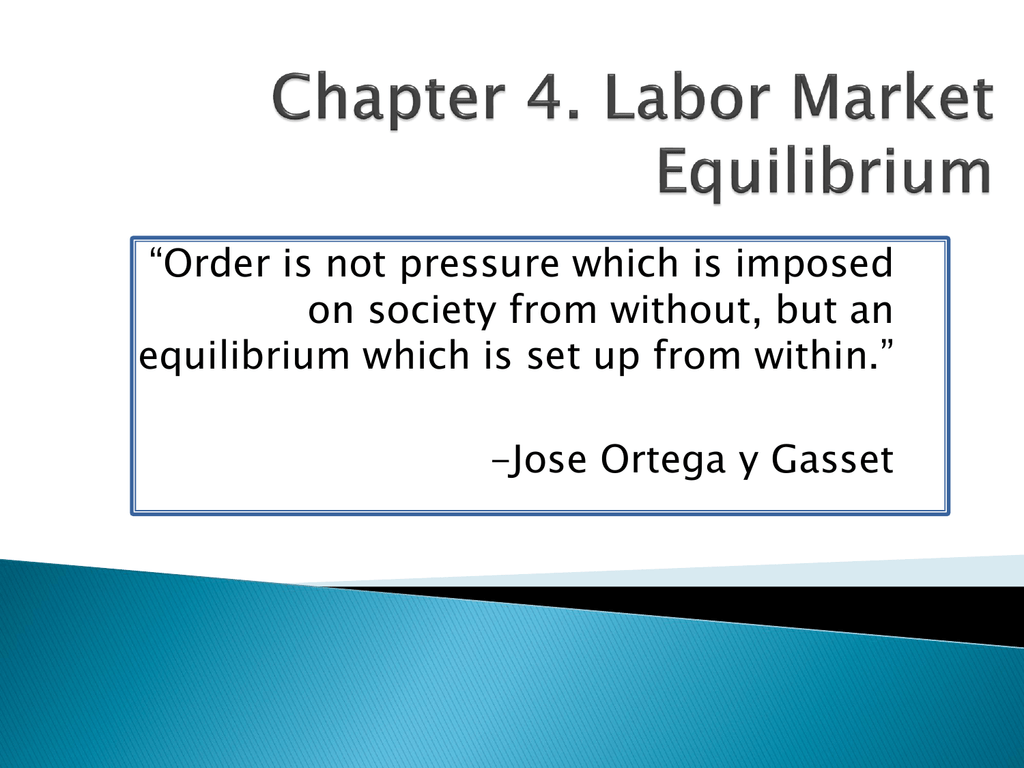 Chapter 4 Labor Market Equilibrium