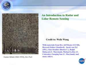 Lecture 11: Radar and Lidar Remote Sensing