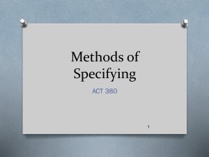 Methods of Specifying