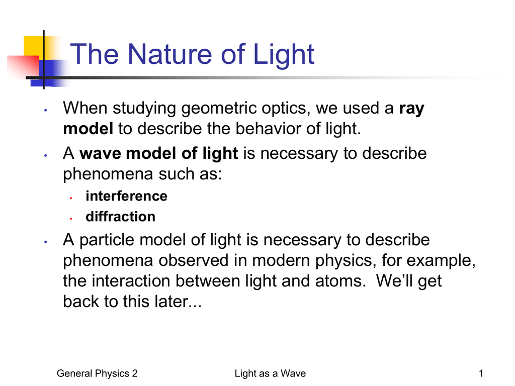 particle model of light phenomena