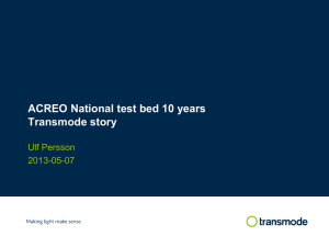 ACREO National test bed 10 years Transmode story