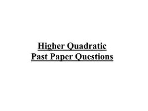 Quadratic Past Paper Questions