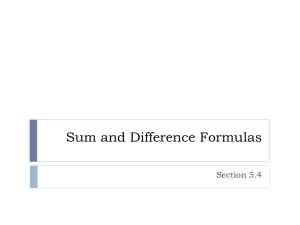 Sum and Difference Formulas