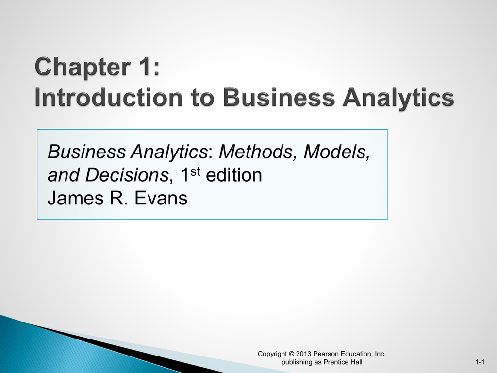 Chapter 1 Introduction To Business Analytics - 