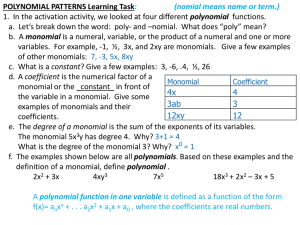 Polynomial Patterns Task Answers 1-5