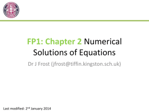 FP1: Chapter 2 Numerical Solutions of Equations