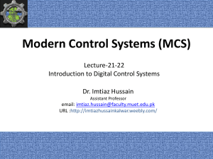 Lecture-21-22: Introduction to Digital Control