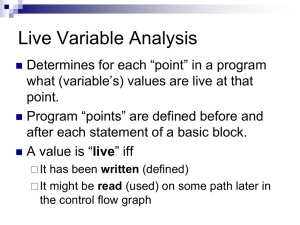 Live Variable Analysis
