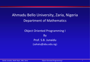 COSC211 Lecture Slide - Ahmadu Bello University