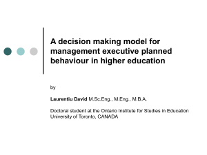 A decision making model for management executive planned