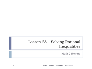 Lesson 26 – Solving Rational Inequalities