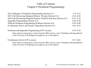 Table of Contents Chapter 8 (Nonlinear Programming)