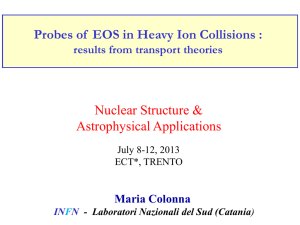 Probes of EOS in Heavy Ion Collisions : results from transport