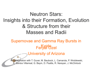 9:10-9:50 F. Ozel (Invited): Neutron Star Masses and Radii