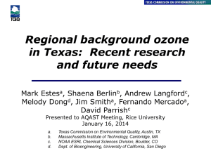 Regional background ozone in Texas