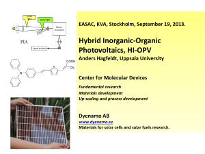 Hybrid inorganic-organic photovoltaics, HI-OPV