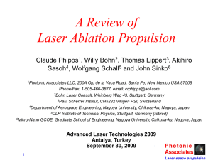 A Review of Laser Ablation Propulsio