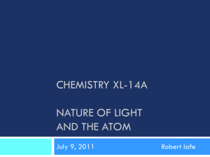 Chemistry XL-14A Nature of Light and the Atom