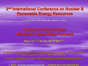 Nuclear Fusion Energy- Mankind`s Giant Step Forward