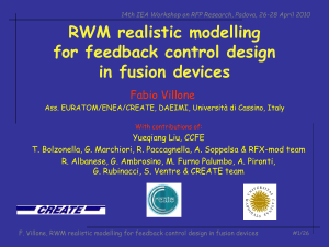 RWM realistic modelling for feedback control design in fusion devices