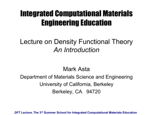 DFT Lecture - Summer School for Integrated Computational