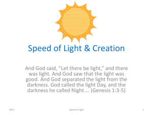 Speed of Light & Creation