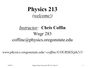 Class 1 - Physics at Oregon State University