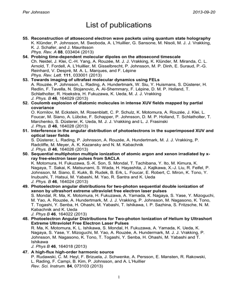 List of publications