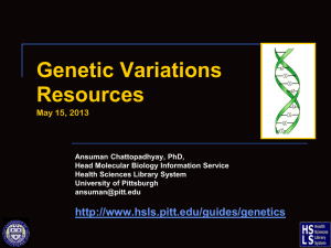 Genetic Variations - University of Pittsburgh