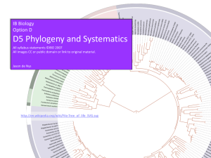 D5 phylogeny and systematics - HIS IB Biology 2011-2013