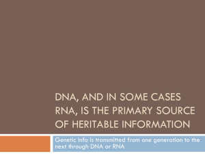 DNA, and in some cases RNA, is the primary source of heritable